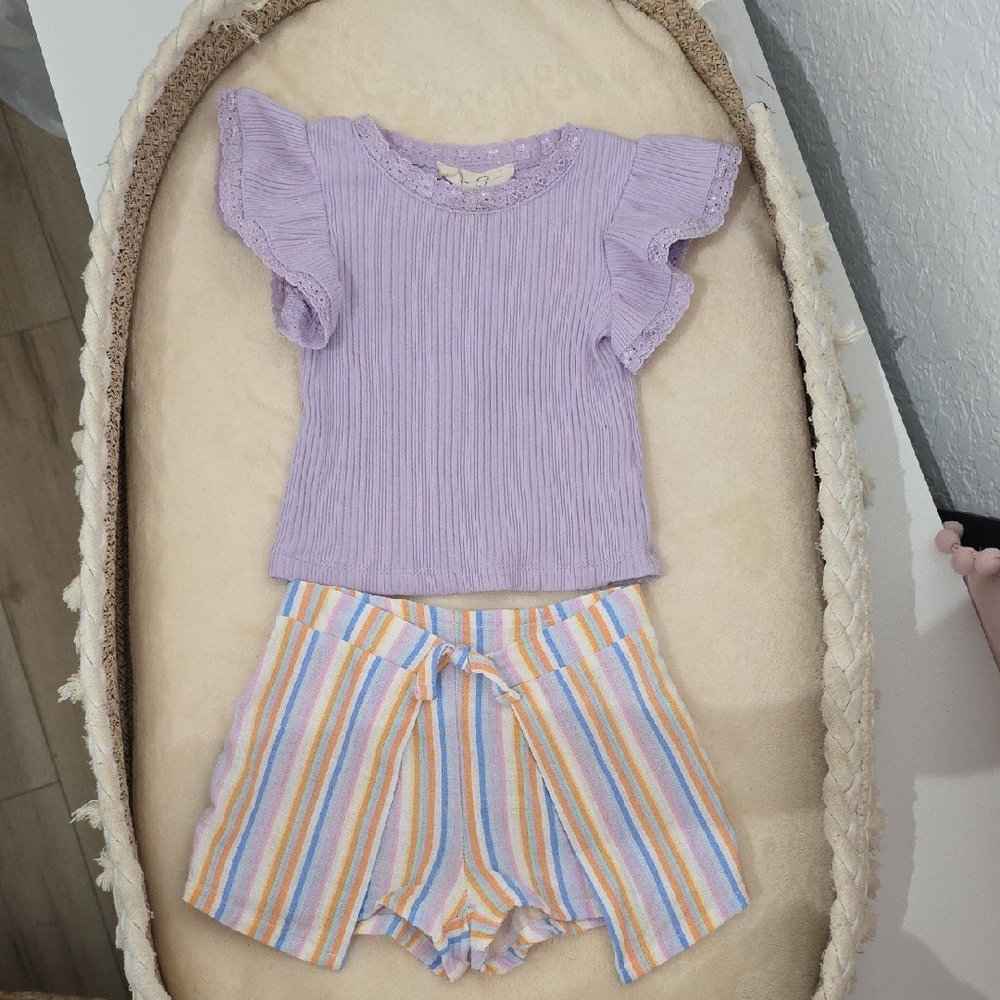 Jessica Simpson Lavender Lace Trim Top